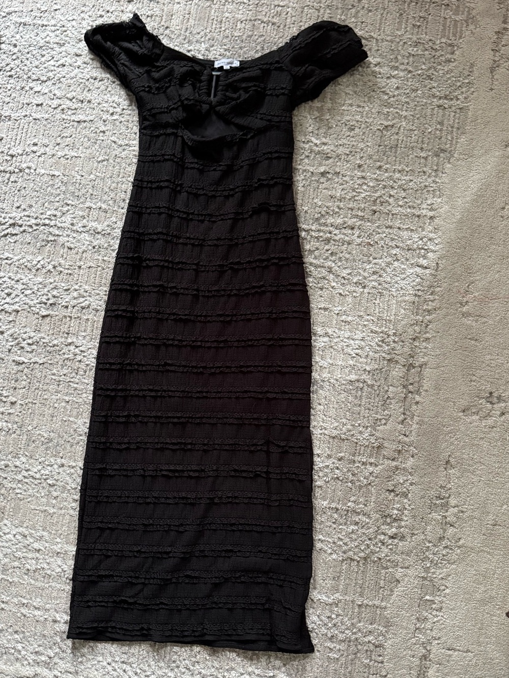 Black Off-Shoulder Midi Dress - Classic Elegant Style